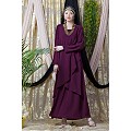 Asymmetrical abaya with overlapped panel- Wine
